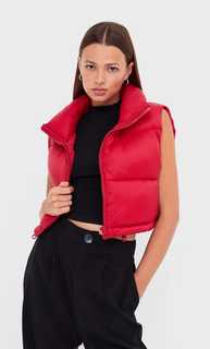 Stradivarius Укороченный Стеганый Жилет Красный Xl