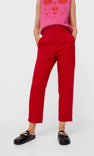 Stradivarius Брюки С Защипами Красный 40
