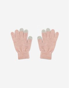 Розовые перчатки touch screen с люрексом для смартфона женские Gloria Jeans