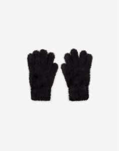 Чёрные пушистые перчатки женские Gloria Jeans