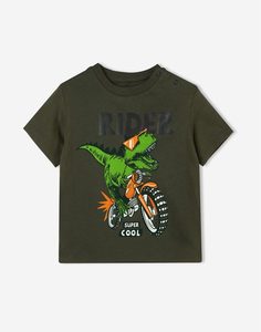 Хаки футболка с динозавром для мальчика Gloria Jeans