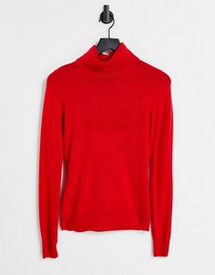 Красная водолазка с логотипом спереди Love Moschino-Красный