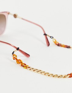 Массивная цепочка для солнцезащитных очков с золотистым черепаховым дизайном ASOS DESIGN-Коричневый цвет