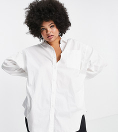 Белая рубашка в стиле oversized из органического хлопка COLLUSION Plus-Белый