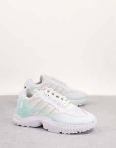 Белые кроссовки с зелеными деталями adidas Originals ZX Wavian-Белый