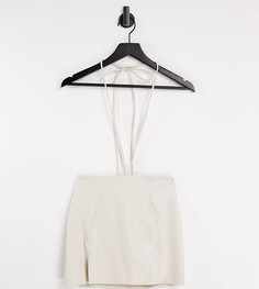 Белая мини-юбка из искусственной кожи с ремешками на талии ASYOU-Белый