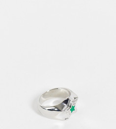 Серебристое с зеленым кольцо с массивной звездой Reclaimed Vintage Inspired-Серебряный