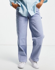 Нежно-голубые брюки прямого кроя в стиле милитари ASOS DESIGN-Голубой