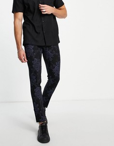 Супероблегающие брюки с цветочным принтом Bolongaro Trevor-Черный цвет