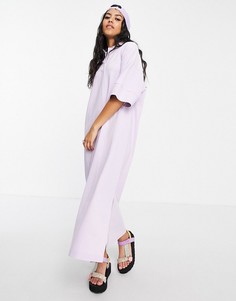 Сиреневое платье-поло миди из органичесокго хлопка Monki Jonna-Фиолетовый цвет