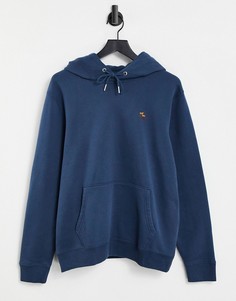 Худи без застежки темно-синего цвета с логотипом Abercrombie & Fitch Lifelike-Темно-синий