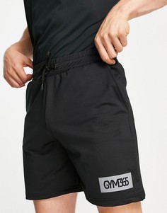 Черные шорты с квадратным логотипом Gym 365-Черный цвет