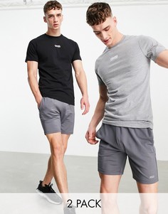 Набор из 2 футболок черного и серого меланжевого цвета Gym 365-Разноцветный