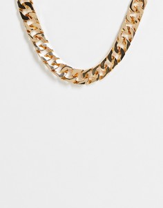 Золотистое ожерелье-цепочка с крупными квадратными звеньями ASOS DESIGN-Золотистый