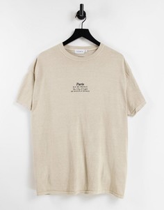 Светло-бежевая футболка с надписью "Paris" Topman-Светло-бежевый цвет