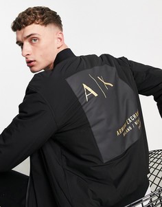 Черный бомбер с крупным принтом на спине Armani Exchange-Черный цвет