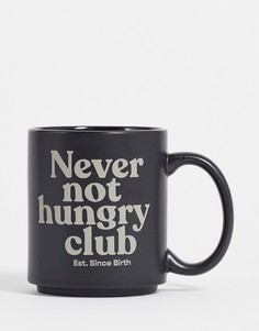 Черная кружка с надписью "Never not hungry" Typo-Черный цвет