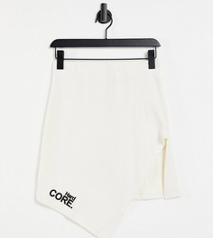 Кремовая мини-юбка с разрезом и надписью от комплекта ASYOU-Белый