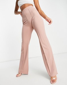 Серо-коричневые брюки с отделкой швами Femme Luxe-Светло-бежевый цвет