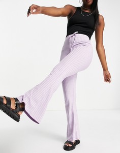 Сиреневые меланжевые брюки клеш в рубчик ASOS DESIGN-Фиолетовый цвет