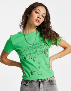 Зеленая футболка с детским рисунком Topshop-Зеленый цвет