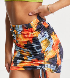Эксклюзивная мини-юбка со сборками и разноцветным принтом (от комплекта) Missyempire-Разноцветный