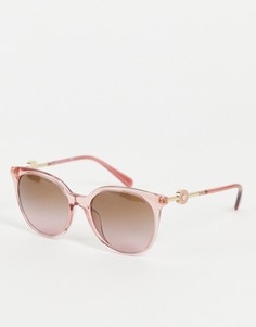 Большие женские круглые солнцезащитные очки в розовой оправе Versace-Розовый цвет