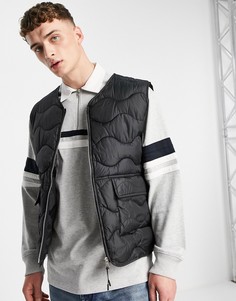 Черный стеганый дутый жилет ASOS DESIGN-Черный цвет