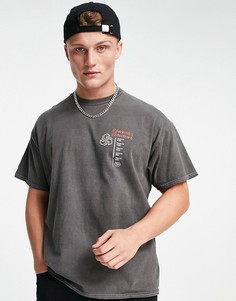Серая oversized-футболка с принтом "Uniform Collective" на груди Topman-Серый