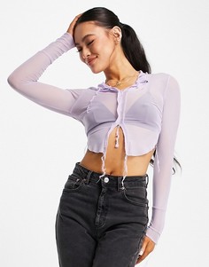 Сиреневая прозрачная сетчатая рубашка с декоративными швами I Saw It First-Фиолетовый цвет