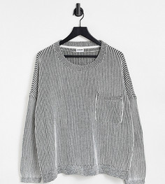 Джемпер в рубчик и в полоску с карманом Noisy May Curve-Зеленый цвет