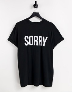 Oversized-футболка с принтом "Sorry" на спине Night Addict-Черный цвет
