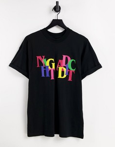 Oversized-футболка с принтом логотипа Night Addict-Черный цвет