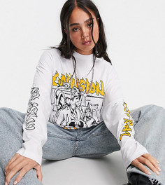 Белый лонгслив с принтом пантеры COLLUSION