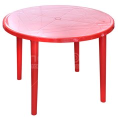 Стол пластик, круглый, 91х91х71 см, столешница пластик, красный, Стандарт Пластик Групп