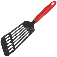 Лопатка кулинарная нейлон, с прорезями, навеска, красная, Daniks, Эконом, YW-KT050R-3/H1022-04R