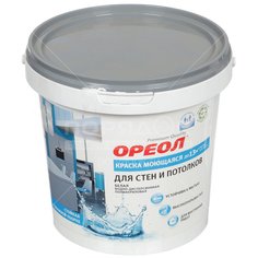 Краска водоэмульсионная Ореол моющаяся для стен и потолков, 1.5 кг
