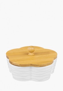 Контейнер для хранения продуктов Elan Gallery Айсберг волны с деревянной крышкой 900 мл