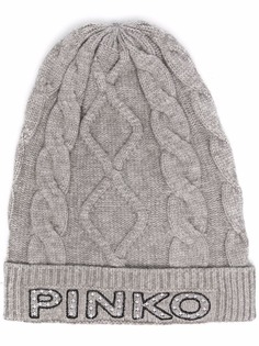 PINKO шапка бини фактурной вязки со стразами