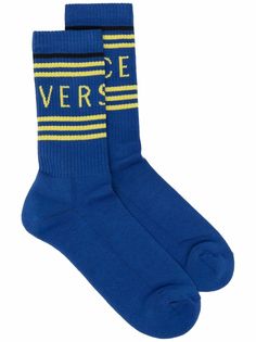 Versace носки в рубчик с логотипом