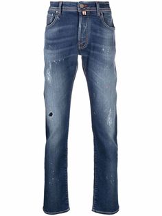 Jacob Cohen узкие джинсы с эффектом потертости