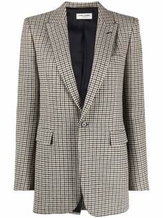 Saint Laurent блейзер в ломаную клетку с заостренными лацканами