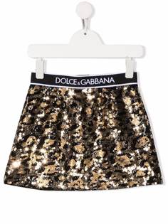 Dolce & Gabbana Kids юбка с пайетками и логотипом