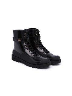 Dolce & Gabbana Kids ботинки в стиле милитари на шнуровке
