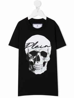 Philipp Plein Junior футболка с вышитым логотипом и принтом Skull