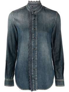 Saint Laurent джинсовая рубашка с вышивкой