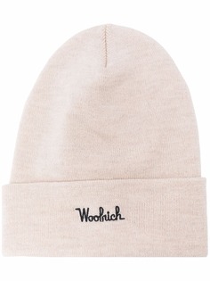 Woolrich шерстяная шапка бини с вышитым логотипом