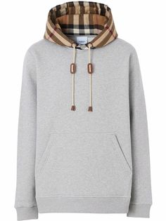 Burberry худи с клетчатым капюшоном