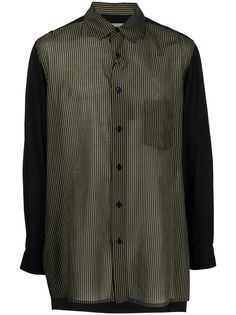 Yohji Yamamoto полосатая рубашка оверсайз со вставками