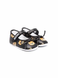 Moschino Kids балетки на липучках с логотипом